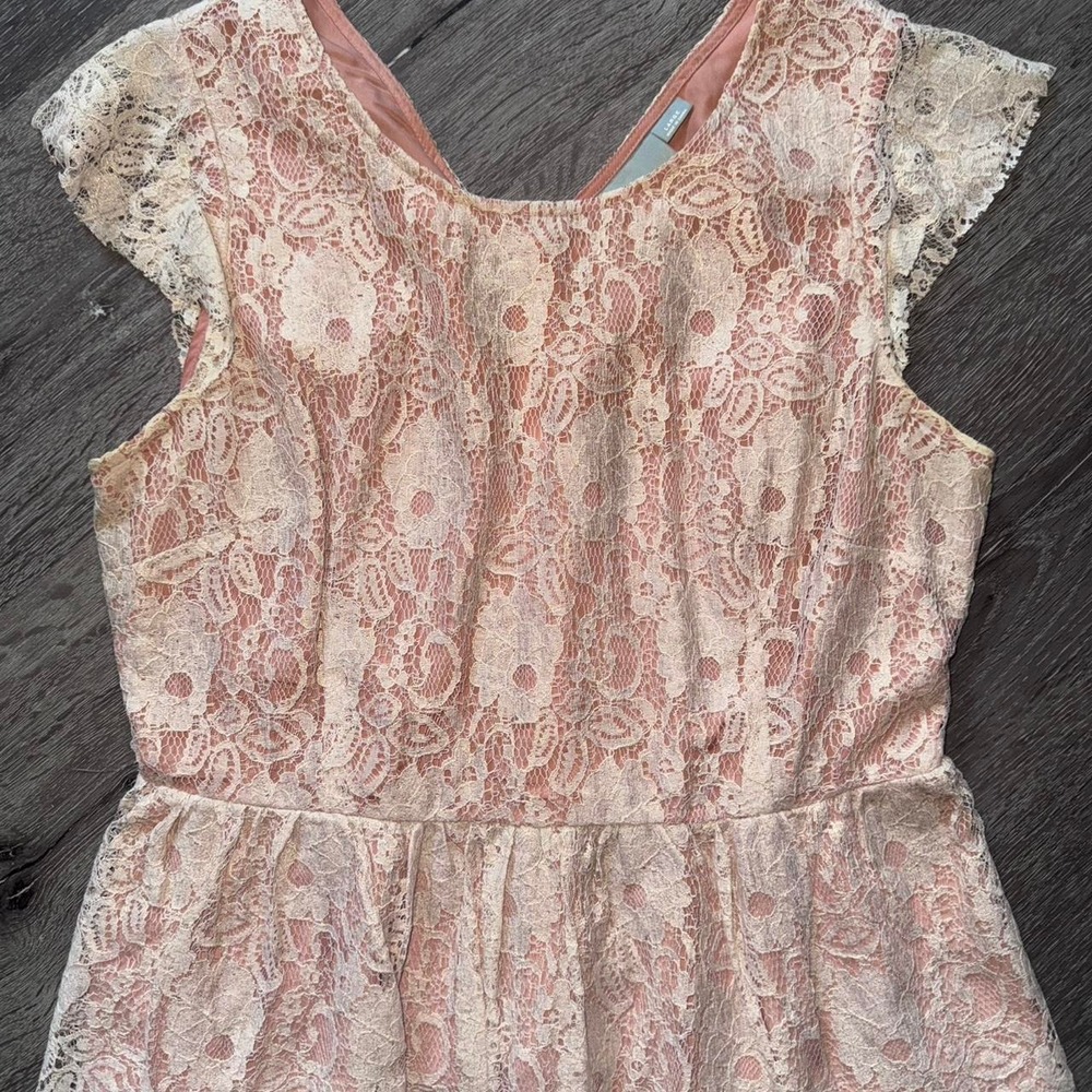 Maeve coral lace peplum top Size L Boho Coquette Fairy y2k